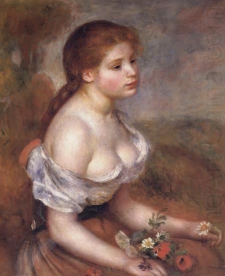 Young Girl with Daisies, Pierre Renoir